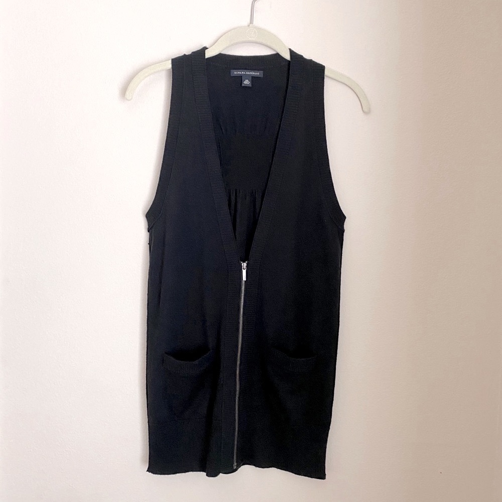 Banana Republic Zipper Sweater Vest, Black, XS